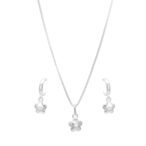 Conjunto Flor com Zircônia em Prata 925 - PL21578