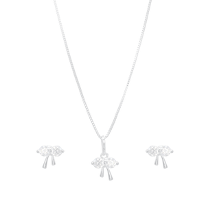 Conjunto Laço com Zircônias em Prata 925 - PL21514
