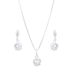 Conjunto Coração com Zircônia em Prata 925 - PL21513