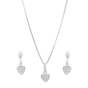 Conjunto Coração com Zircônias em Prata 925 - PL21530