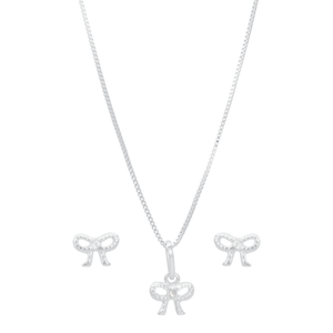 Conjunto Laço com Zircônia em Prata 925 - PL21515