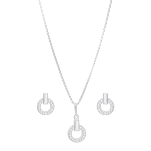 Conjunto Redondo com Zircônias em Prata 925 - PL21579