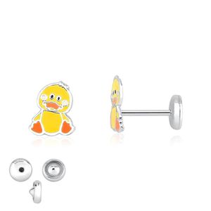 Brinco Infantil Patinho em Prata 925 - PL21747