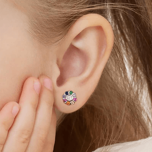 Brinco Infantil Florzinha com Zircônias Coloridas em Prata 925 - PL21734