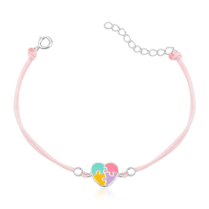Pulseira Infantil Coração Quebra Cabeça em Prata 925 - PL21749