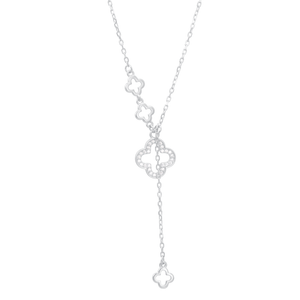 Colar Trevos Vazados com Zircônias em Prata 925 - PL21722