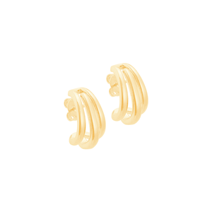 Brinco Ear Hook Três Vias em Banho de Ouro 18K - PL21680