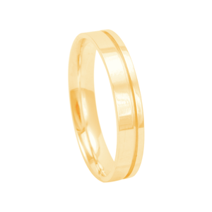Aliança Feminina 4MM com Friso em Ouro 18K - AU13205