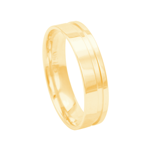 Aliança Masculina 5MM com Friso em Ouro 18K - AU13508