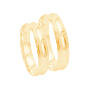 Par de Alianças Chanfrada Côncava 4,6MM em Ouro 18K - AU13476
