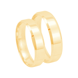 Par de Alianças Chanfrada 4,3MM em Ouro 18K - AU2579