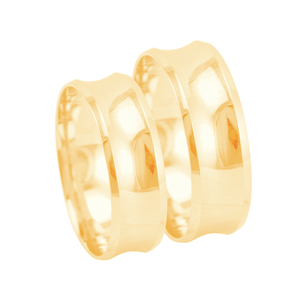 Par de Alianças Côncava 6MM Chanfrada em Ouro 18K - AU2574