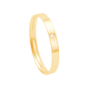 Aliança Feminina Reta 2,5MM com Diamante em Ouro 18K - AU13511