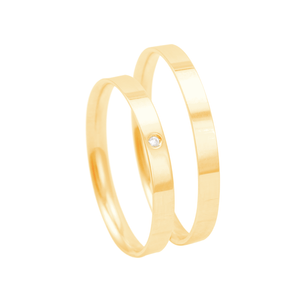 Par de Aliança Reta 2,5MM com Diamante em Ouro 18K - AU13512