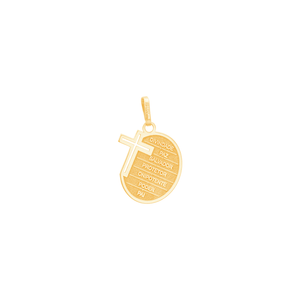 Pingente Cruz com Placa Oval em Ouro 18K - AU13529