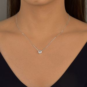 Colar de Coração com Zircônia em Prata 925 - PL21973