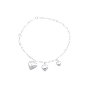 Pulseira em Prata 925 Três Corações - PL21378