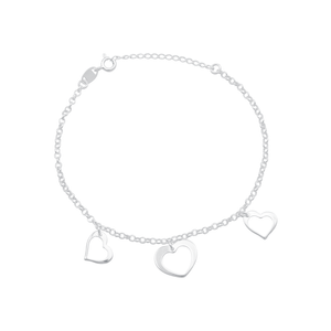 Pulseira Corações Vazados em Prata 925 - PL21698