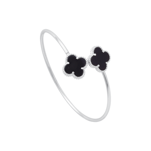 Bracelete Dois Trevos Pretos em Prata 925 - PL21794