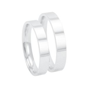 Par de Alianças 4MM Reta em Ouro Branco 18K - AU13575