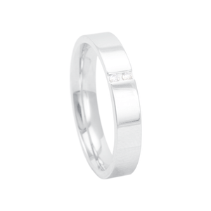 Aliança Feminina 4MM Reta com Diamantes em Ouro Branco 18K - AU13576