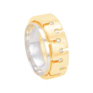 Aliança Feminina 7MM Giratória com Diamantes - AU13571