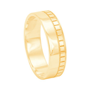 Aliança Masculina 6MM com Friso em Ouro 18K - AU13568