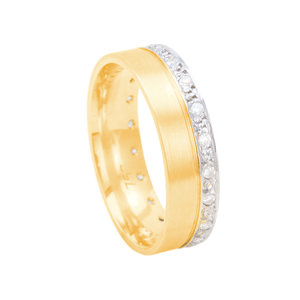 Aliança Feminino 5MM Fosca com Diamantes em Ouro 18K - AU13565