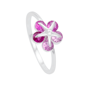 Anel Estrela com Zircônia Rosa em Prata 925 - PL22188