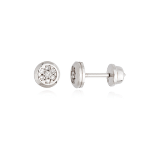 Brinco Redondo Diamantes em Ouro Branco 18K - AU13775