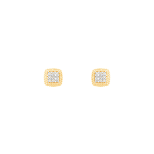 Brinco Quadrado Diamantes em Ouro 18K - AU13689