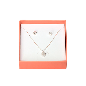 Conjunto Coração Zircônia em Prata 925 - PL22258