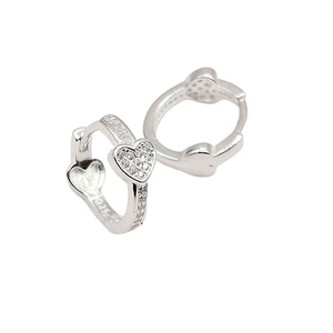 Brinco Argola Click Coração Zircônias em Prata 925 - PL22260