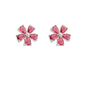 Brinco Flor Rosa em Prata 925 - PL22315