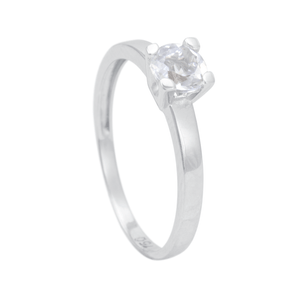 Anel Solitário Topázio White 5MM em Ouro Branco 18K - AU13706