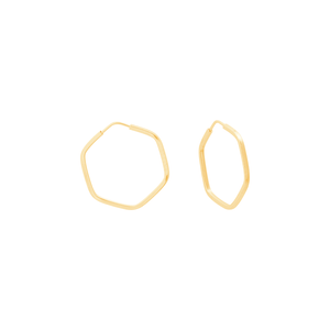Argola Sextavado Pequeno em Ouro 18K - AU13730