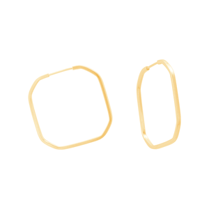 Argola Quadrada Cantos Arredondados em Ouro 18K - AU13732