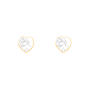 Brinco Coração com Zircônia White em Ouro 18K - AU13810