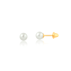 Brinco Pérola 3MM em Ouro 18K - AU13807