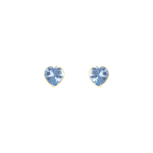 Brinco Coração 5MM com Zircônia Azul em Ouro 18K - AU13812