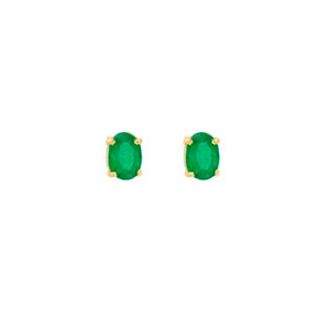Brinco Oval Esmeralda em Ouro 18K - AU13850