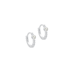 Brinco Argola Click Coração Zircônia em Prata 925 - PL22298