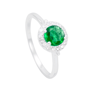 Anel Zircônia Verde Cravejada em Prata 925 - PL22232