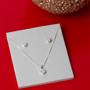 Conjunto Ponto de Luz Zircônia em Prata 925 - PL22418