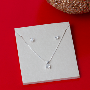 Conjunto Ponto de Luz Zircônia em Prata 925 - PL22417