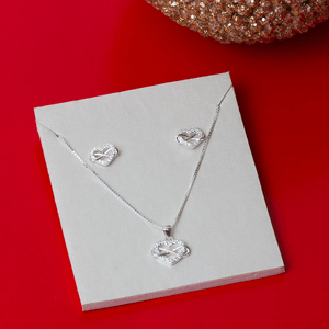 Conjunto Coração Infinito Zircônia Cravejado em Prata 925 - PL22421