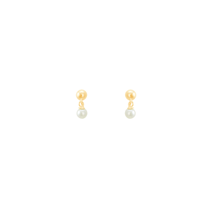 Brinco Bolinha e Pérola 3MM em Ouro 18K - AU13834