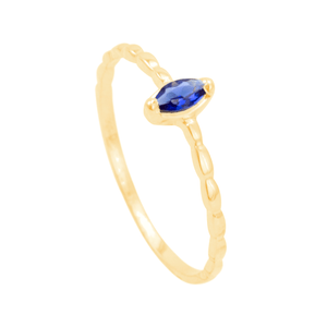 Anel Zircônia Azul em Ouro 18K - AU13985