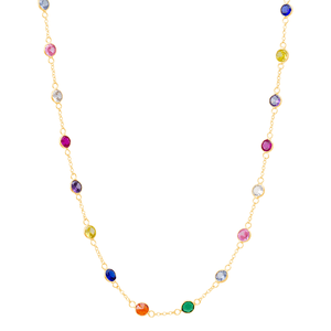 Gargantilha Zircônias Multicor 45CM em Ouro 18K - AU13947
