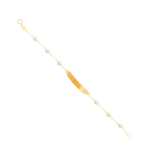 Pulseira Chapinha Infantil Pérola em Ouro 18K - AU13958